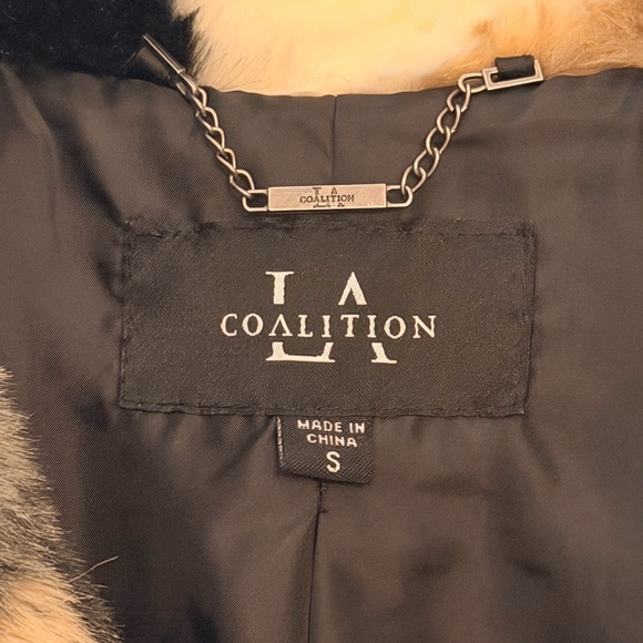 LA Coalition Vegan Faux Fur Penny Lane Animal Print Coat - Size Small - Picture 4 of 8